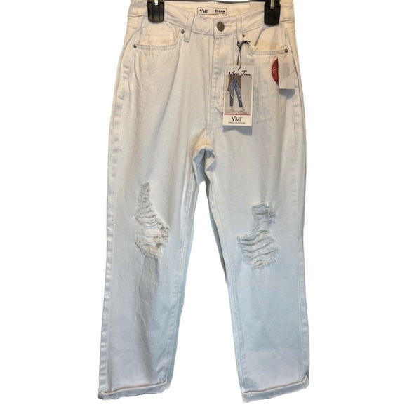 - NWT YMI mom jeans distressed authentic denim - Picture 1 of 9